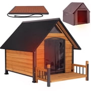 Aivituvin Heated Dog House for Outside Insulated Large Dog House Outdoor with Safe Heated Pad, Chew-Proof Metal Frame & Insulated Liner for Medium to Large Dogs, 37.4" L x 50.9" W x 37.2" H