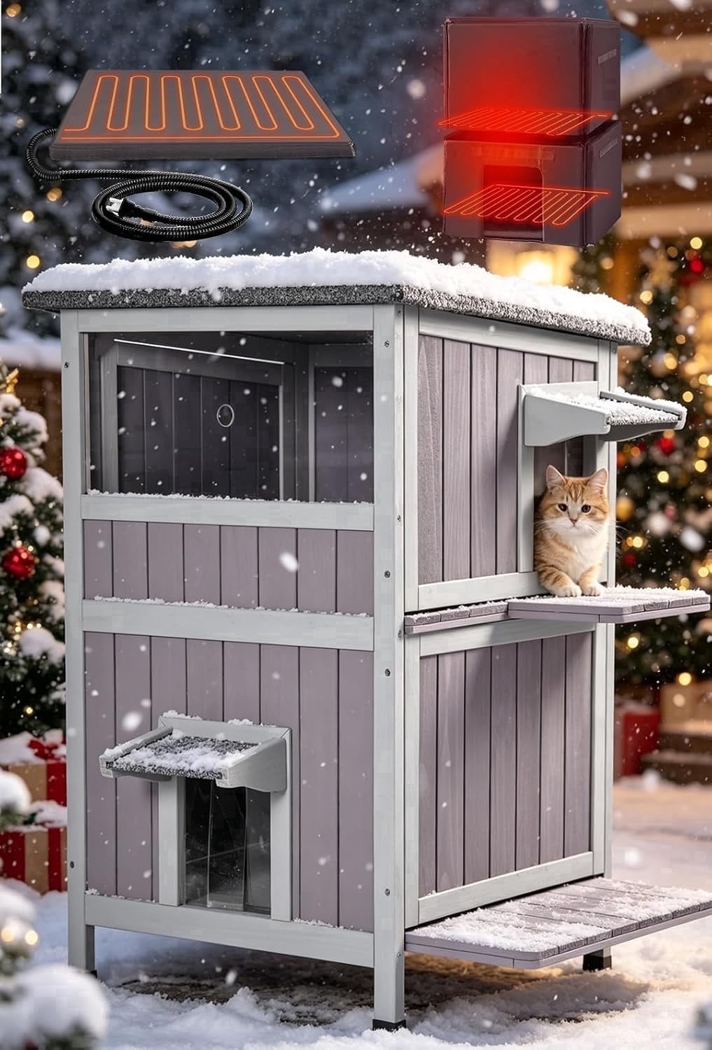Aivituvin Heated Outdoor Cat House Insulated Weatherproof Outside Feral Cat Shelter Winter Heater Insulated Liner Two Story 28 L X 23 D X 34 4 H: Pros, Caveats, and Pricing