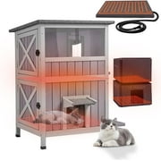Aivituvin Heated Outdoor Cat House for Winter, Insulated Cat House for Outdoor Indoor, Weatherproof Cat Shelter with Warm Liner for Feral & Stray Cats