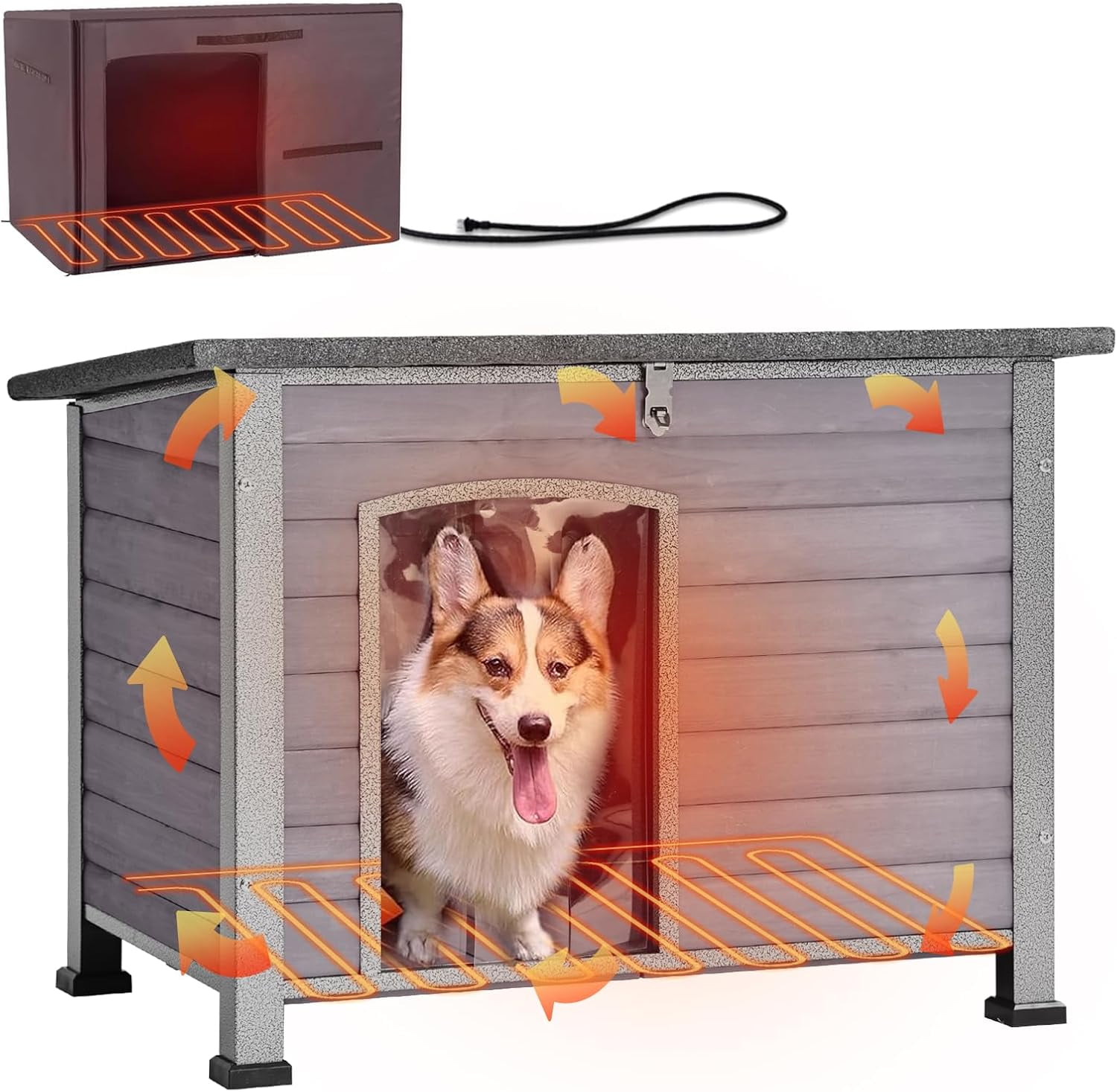 Aivituvin Heated Outdoor Dog House with Heating Pad Insulated
