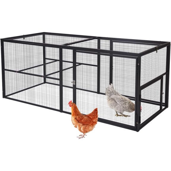 Aivituvin Heavy-Duty Metal Chicken Coop Run Extension - 14.3 sq ft Lockable Outdoor Playpen for Chickens, Ducks, Rabbits | Predator-Proof Design, Expandable Panels & Weather-Resistant Frame