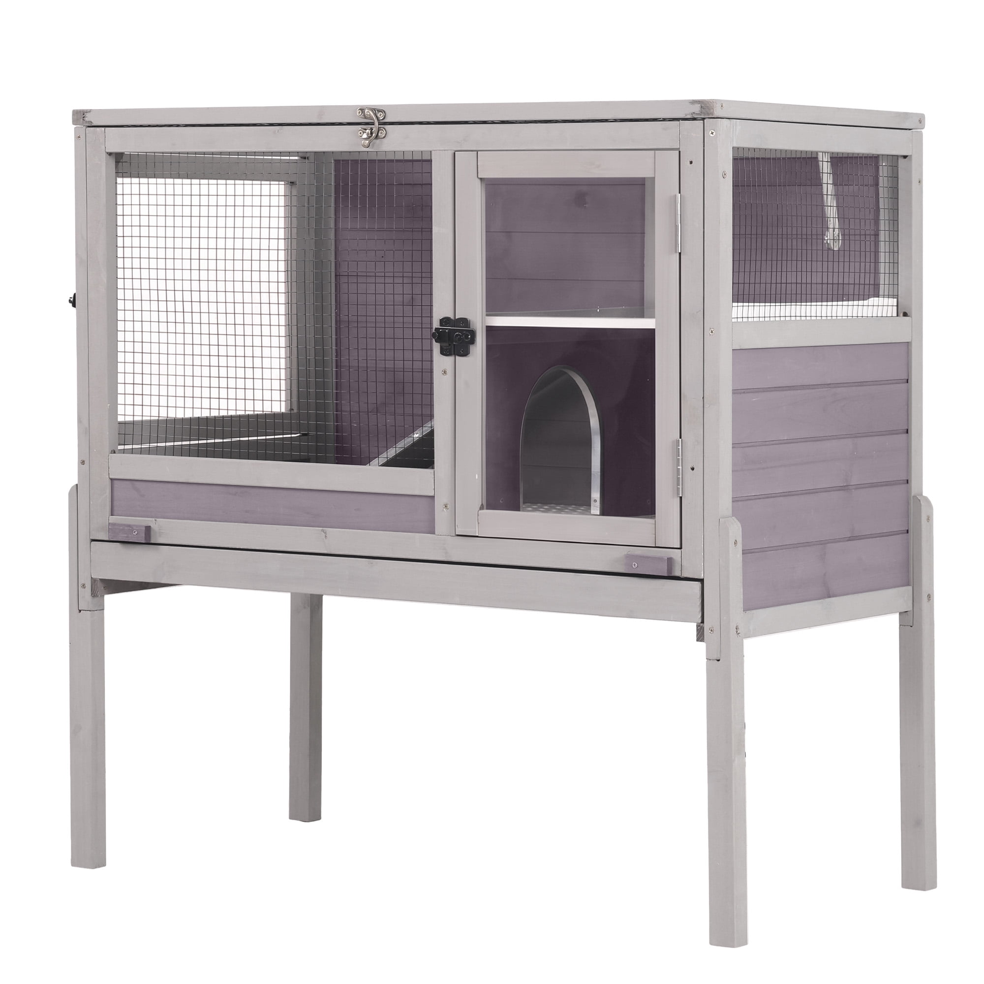 Aivituvin Indoor Guinea Pig Cage Rabbit Hutch with Chew-Proof Ramp, 2 ...