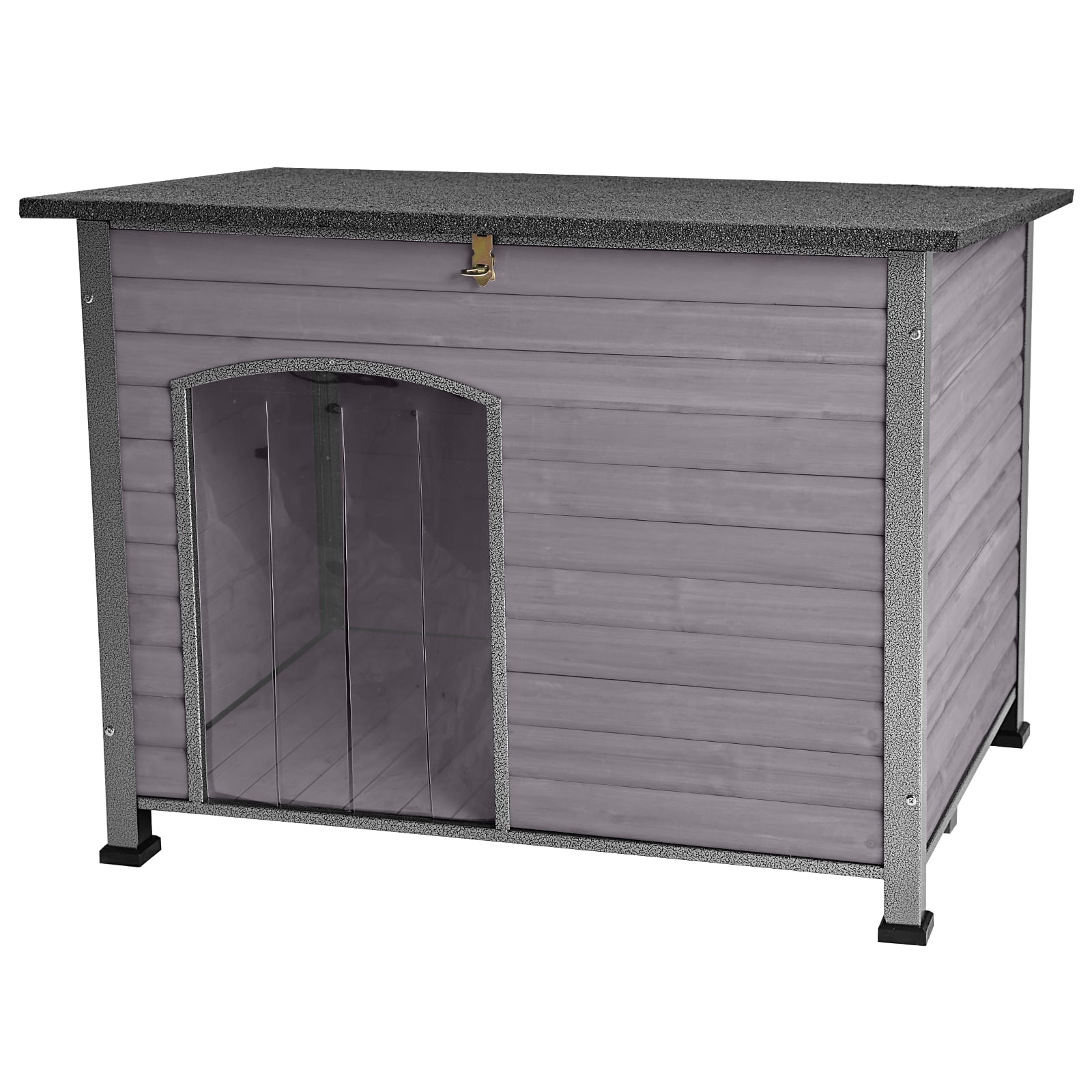 Aivituvin Indoor Outdoor Dog House,Anti-Chewing Iron Frame Dog Kennel,Wood Warm Pets Home,Weatherproof Outside Shelter