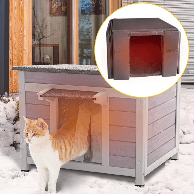 Aivituvin Insulated Cat House, Weatherproof Wood Shelter for