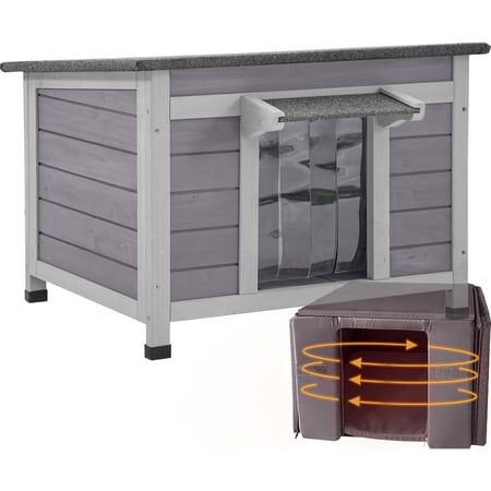 Aivituvin Outdoor Cat House with Insulated Liner Weatherproof Feral Cat Shelter for Winter