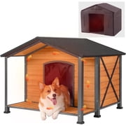 Aivituvin Insulated Dog House with Insulated Liner, Anti-Chewing Iron Frame 41.4 Large Outdoor Dog Kennel for Winter, Weatherproof