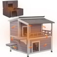 thumbnail image 1 of Aivituvin Insulated Outdoor Cat House with Insulated Liner, Winter Weatherproof Feral Cat Condo Shelter with Balcony, Gray, 1 of 8