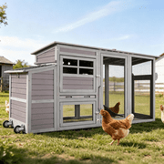 Aivituvin 78.4"Large Chicken Coop with Run, Mobile Portable Hen House Poultry Cage for 4-6 Chickens with Wheels, Nesting Box, Metal Tray, Waterproof