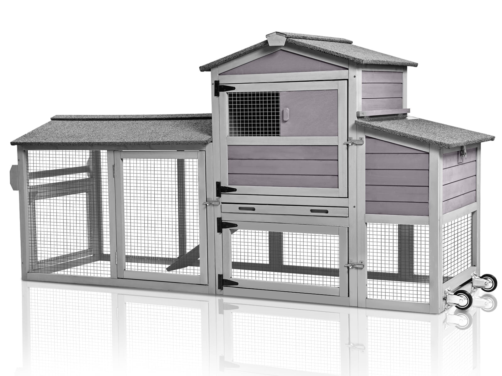 80 Chicken Coop Wheels Outdoor Wooden House Nesting Box Poultry Cage Weatherproof Roof Leakproof Pull on Tray Large Coops 2 4 Chickens