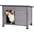 thumbnail image 1 of Aivituvin Large Outdoor Insulated Dog House Indestructible Dog Shelter Weatherproof Dog Kennel with Chew-Proof Metal Frame, Openable Roof for Small to Large Dog Breeds (Grey, 33.5"L x 22"W x 25.2"H), 1 of 9