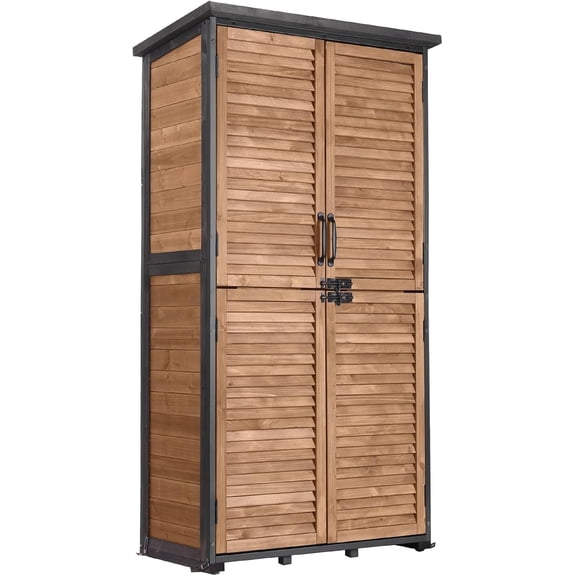 Aivituvin Outdoor Storage Cabinet Upgraded with Metal Frame Durable Storage Shed with Floor and Adjustable Shevels Waterproof Garden Tool Shed
