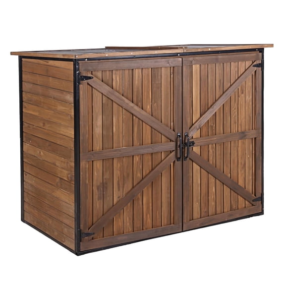 Aivituvin Outdoor Storage Shed Trash Can Storage Cabinet Upgraded with Metal Frame for Garbage Can, Gardening Tools and Accessories 50" L x 27.6" D x 41" H