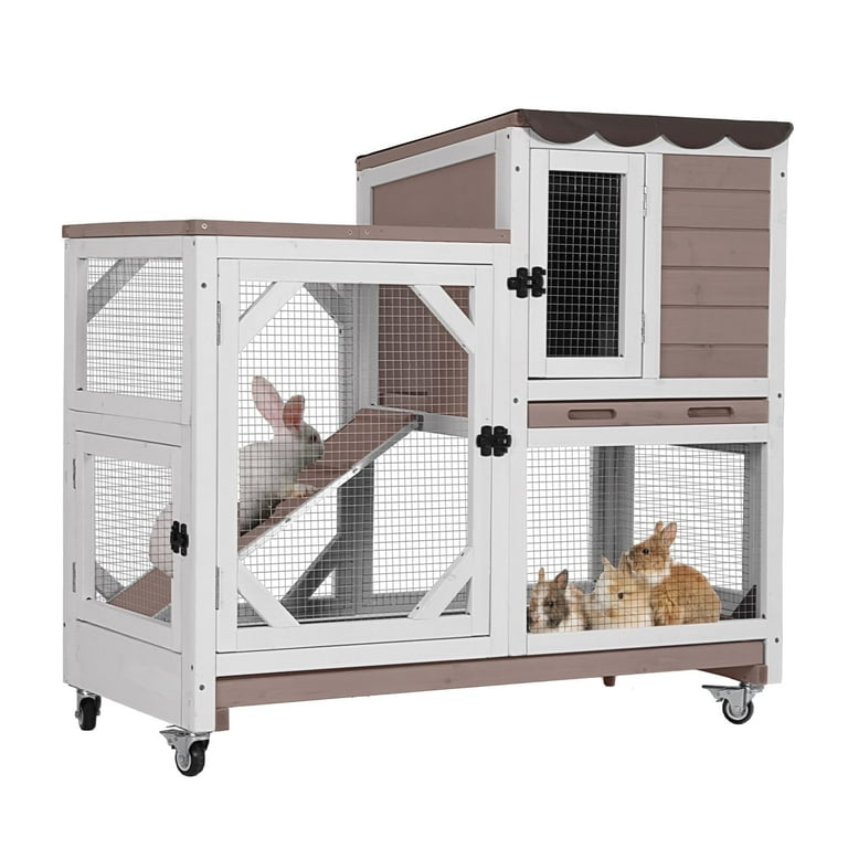 Aivituvin Rabbit Cage, 2-Story Indoor Outdoor Bunny Hutch with