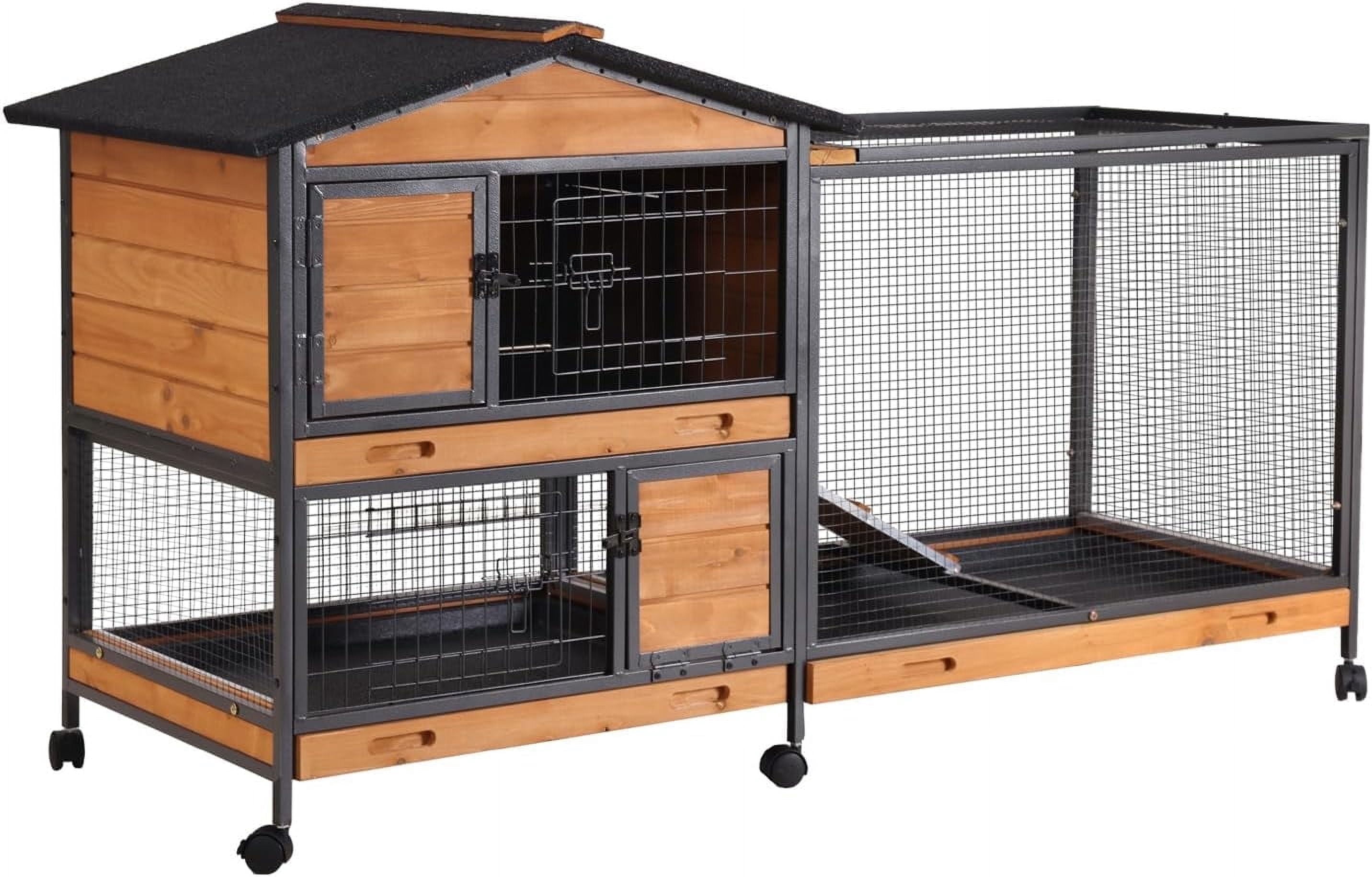 Aivituvin Rabbit Cage Indoor with Metal Frame Rabbit Hutch Waterproof Oudoor Guinea Pig Cage