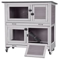 thumbnail image 1 of Aivituvin Rabbit Hutch Bunny Cage Outdoors & Indoors with Wheel, Two Layer Guinea Pig House, 1 of 8