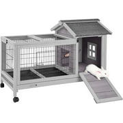 Aivituvin Rabbit Hutch Bunny Cage Small Animals House Cage with Wheels & Tray