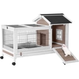 Aivituvin, Rabbit Hutch Indoor Bunny Cage, Brown, with Wire Floor ...