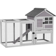 Aivituvin Rabbit Hutch Indoor Outdoor Bunny Cage Rabbit cage with Run, Deeper No Leak Tray, Weatherproof