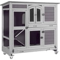 thumbnail image 1 of Aivituvin Two Story Rabbit Hutch Bunny Cage with Wheels, Indoor Outdoor Guinea Pig Cage with 2 Deep No Leak Tray, 1 of 15