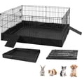 thumbnail image 1 of Aivituvin Rabbit Pet Playpen Guinea Pig Cage with Waterproof PVC Bottom Liner, Triple Fixing Cage for Rabbit, Guinea Pigs, Bunny, Hedgehog, Small Animal Indoor Playpen, 48''L x 48''W x 24''H, 1 of 7