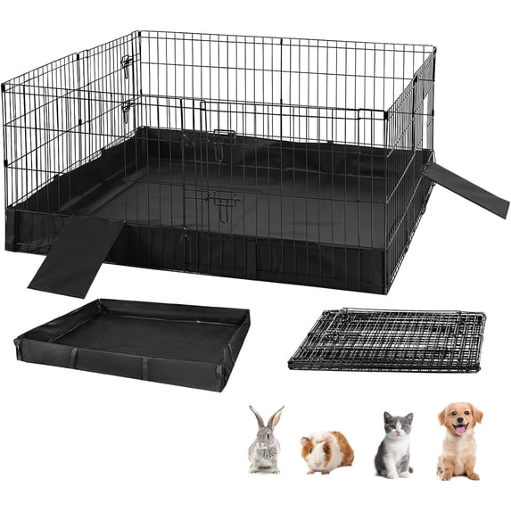 Aivituvin Rabbit Pet Playpen Guinea Pig Cage with Waterproof PVC Bottom Liner, Triple Fixing Cage for Rabbit, Guinea Pigs, Bunny, Hedgehog, Small Animal Indoor Playpen, 48''L x 48''W x 24''H