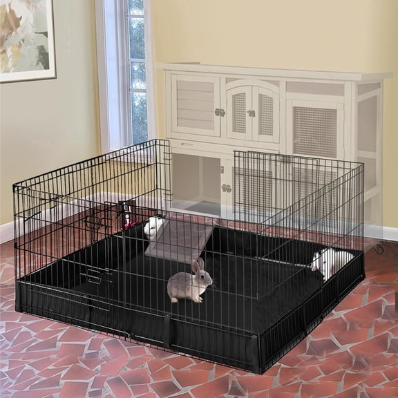 Aivituvin Rabbit Playpen, 48" Indoor Small Animal Exercise Pen with Waterproof Mat & Door, Metal C&C Cage for Rabbits, Guinea Pigs, Hedgehogs & Chinchillas
