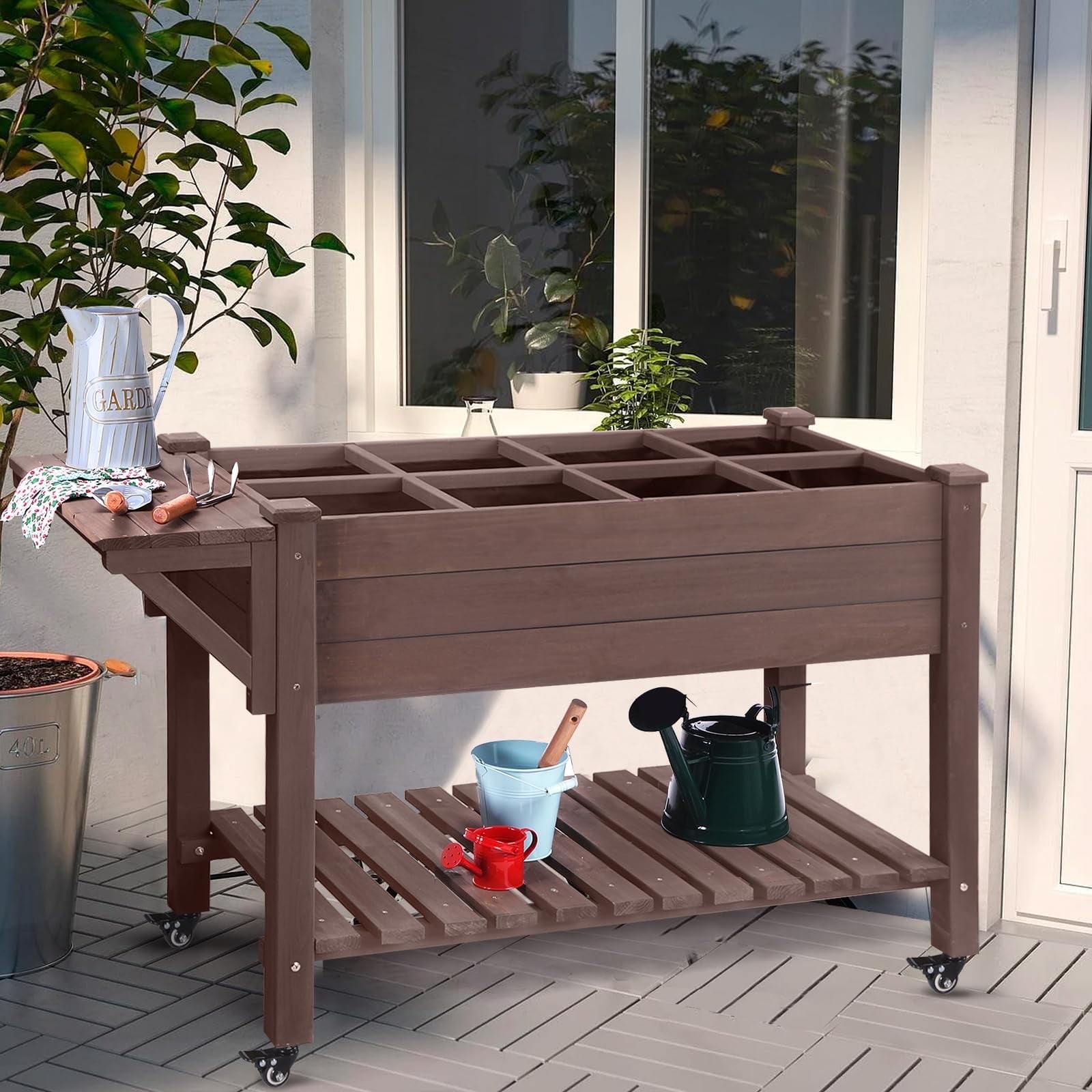 Aivituvin Raised Garden Bed Elevated Wood Planter Box Stand Outdoor Garden Kit