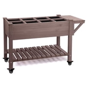 Aivituvin Raised Garden Bed with Liner & Large Storage Shelf, Elevated Wood Planter Box Stand Kit for Outdoor Gardening, 230lbs Capacity