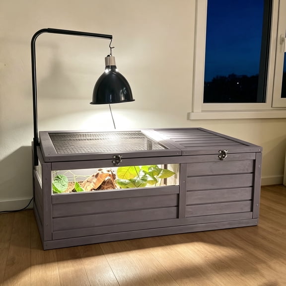 Aivituvin Tortoise Habitat House Indoor, Wooden Tortoise House Reptile Enclosure Outdoor Amphibians Cage for Gecko Lizard Snake