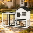 thumbnail image 1 of Aivituvin Two-Tier Rabbit Hutch Outdoor Bunny Cage Indoor with Weatherproof Roof Rabbit Cage with Chew-Proof Ramp and Pull-Out Tray for for Small Animals Black and White, 1 of 9