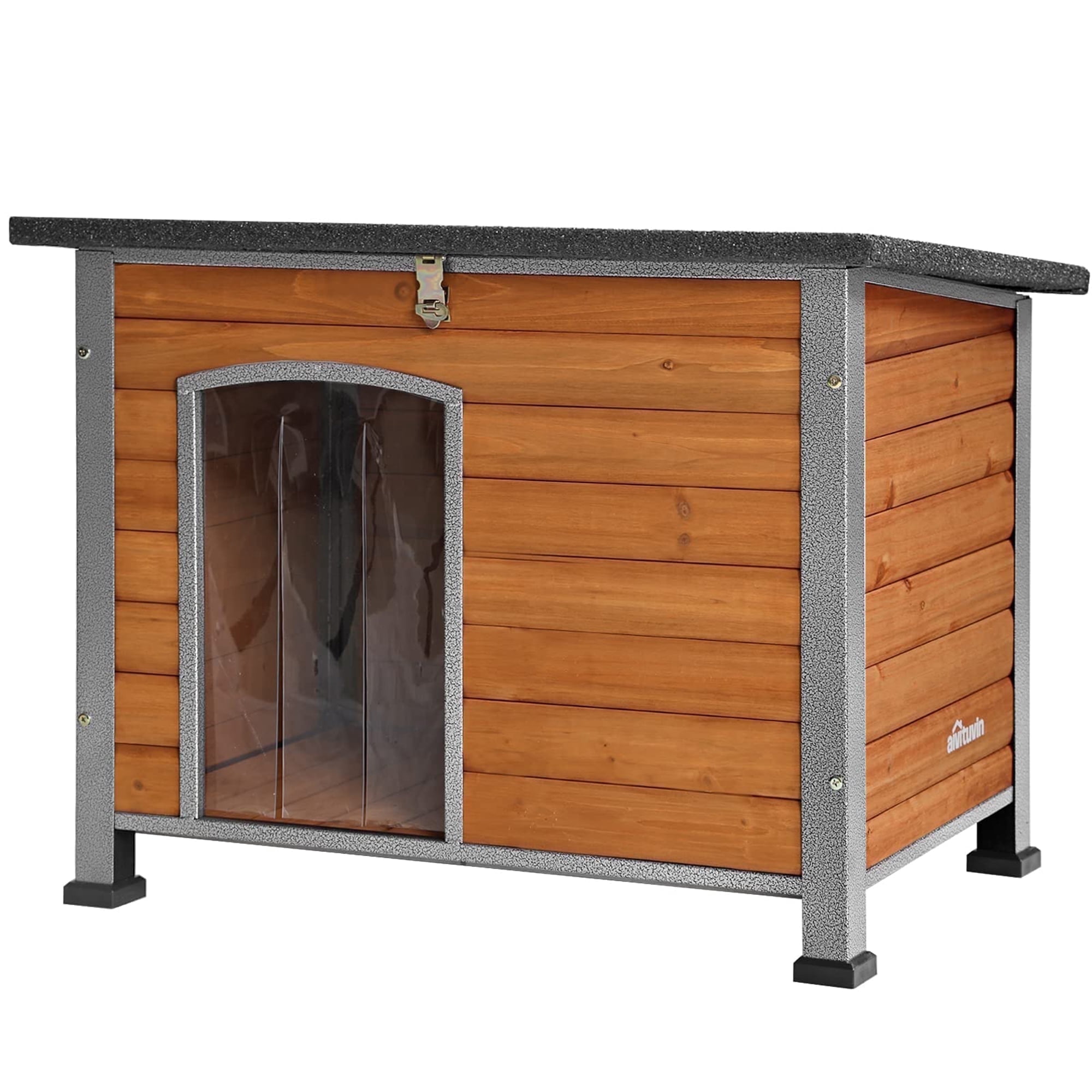 Aivituvin Wooden Dog House Anti-chewing Kennels for Outdoor & Indoor, Browm, Medium