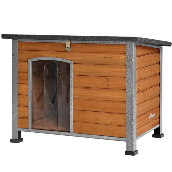 Aivituvin Wooden Dog House Anti-chewing Kennels for Outdoor & Indoor, Browm, Medium