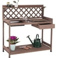thumbnail image 1 of Aivituvin Wooden Potting Bench Outdoor Workstation Gardening Table with Open Shelves, Cabinet Drawer, 1 of 8