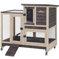 thumbnail image 1 of Aivituvin Wooden Rabbit Hutch with Two Slide Tray Outdoor Bunny Cage Indoor Guinea Pig Habitat - Coffee, 1 of 9