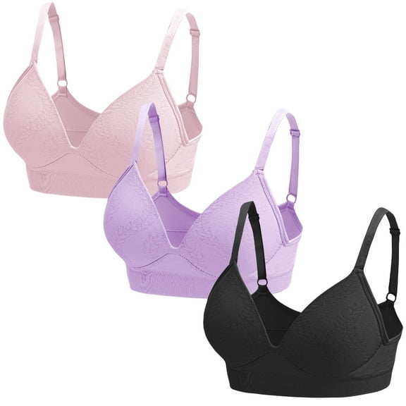 Aivtalk 3pcs Set Everyday Bra for Women Wireless Shaping Bra Supportive No Underwire Bras Ladies Tshirt Push Up Bralettes Plunge Seamless Bra Multicolors L