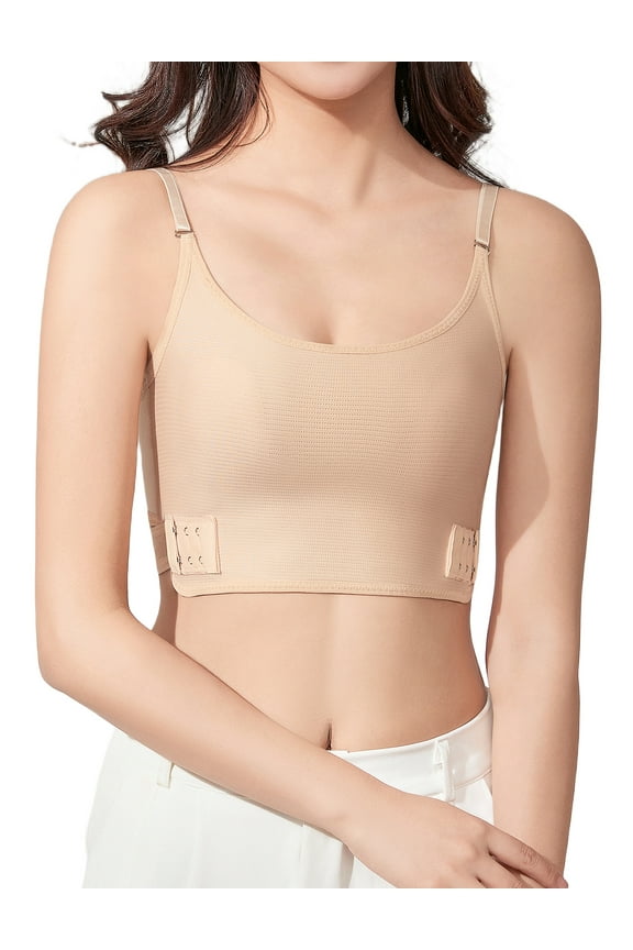 Adjustable Chest Binder for FTM Transgender Compression Bra Womens Minimizer Underwear Elastic Breathable Traceless Tank Top Nude L