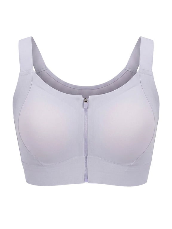 Bras for Women No Underwire Front Closure Zipper Post Surgery Support Bra Wireless Seamless Full Coverage Bras for Workout Yoga Daily Wear XL