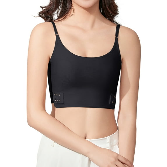 Aivtalk Chest Binder Bra for Women Compression Bra Adjustable Minimizer Breathable Elastic Traceless Underwear Tank Top Black XL