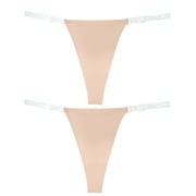 Aivtalk Clear Strap Underwear for Women Adjustable G-string Thongs Ladies Invisible Panties Breathable No Show Ice Silk Bikini 2 Pieces Skin M