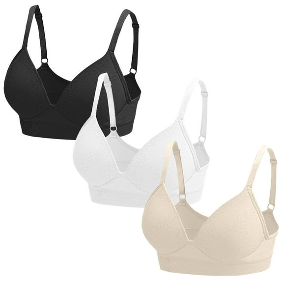 Aivtalk Deep V Bras for Women Wireless Shaping Bra 3pcs Set Everyday Bra Ladies Tshirt Push Up Bralettes Plunge Seamless Underwear Multicolors M