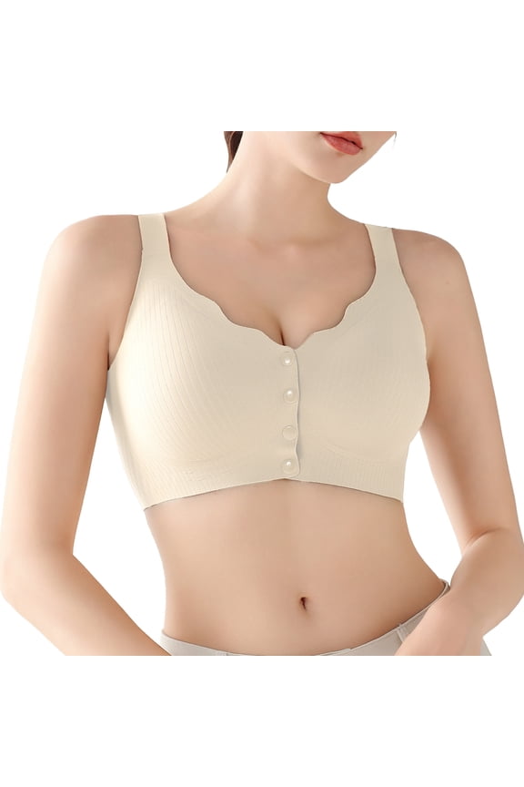 Front Closure Bras for Women Wireless Seamless Bralettes Lift Support Full Coverage Padded Adjustable Straps Moisture Wicking Mastectomy Post Surgery Everyday Tshirt Bras White 3XL