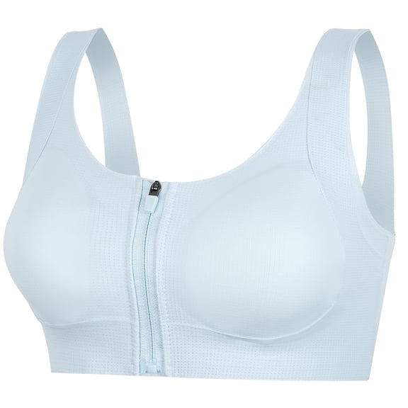 Aivtalk Girls Training Sports Bras 8-14 Zip Front Closure No Underwire Bralettes Breathable Soft Comfort Bra Blue L