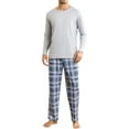 thumbnail image 1 of Aivtalk Mens Pajamas Loungewear Set PJ Long Sleeve Shirts Plaid Pants Lightweight Soft Sleepwear 2 Piece M, 1 of 7