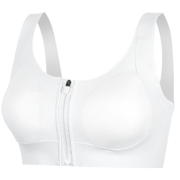 Aivtalk Training Bras for Girls 8-14 Sports Zip Front Closure No Underwire Bralettes Full Coverage Breathable Soft Comfort Bra White M