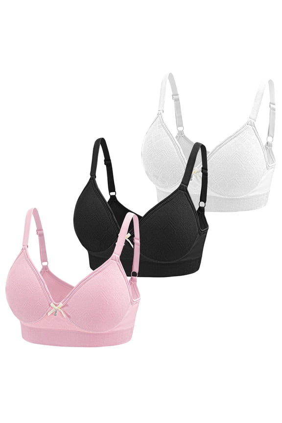 Womens Full Coverage Bralette Seamless Push Up No Underwire Supportive Bras Ladies 3 Pack Wireless V Neck Tshirt Lingerie L