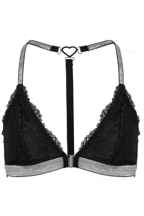 Womens Lace Bralettes Front Closure Bras Ladies Wireless Racerback Triangle Lightly Lined Sparkly Bedazzled Lingerie Black S