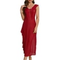 thumbnail image 1 of Aivtalk Womens Lingerie Ruffled Babydoll Sheer Nightgowns See Through Mesh Sleepwear Dress Sexy Exotic Long Nightdress Burgundy M, 1 of 7