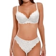 thumbnail image 1 of Aivtalk Womens Lingerie Set Lace Bra and Panty Sets Underwire Push Up Padded Bras Comfort Matching Underwear 2 Piece White 75A for Valentine's Day Gifts, 1 of 7