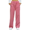thumbnail image 1 of Aivtalk Womens Lounge Pajama Pants Cotton Striped Gingham Pj Bottoms Casual Elastic Waist Plaid Y2K Beach VacationTrousers with Pockets Red L, 1 of 7
