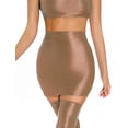 thumbnail image 1 of Aivtalk Womens Mini Skirts Bodycon Metalic Shiny Liquid Oil Glossy Pencil Skirt Seamless Smooth Stretchy Tight Hip High Waist See Through Slim Fit Bandage Skirt Nightclub Outfit Brown XL, 1 of 6